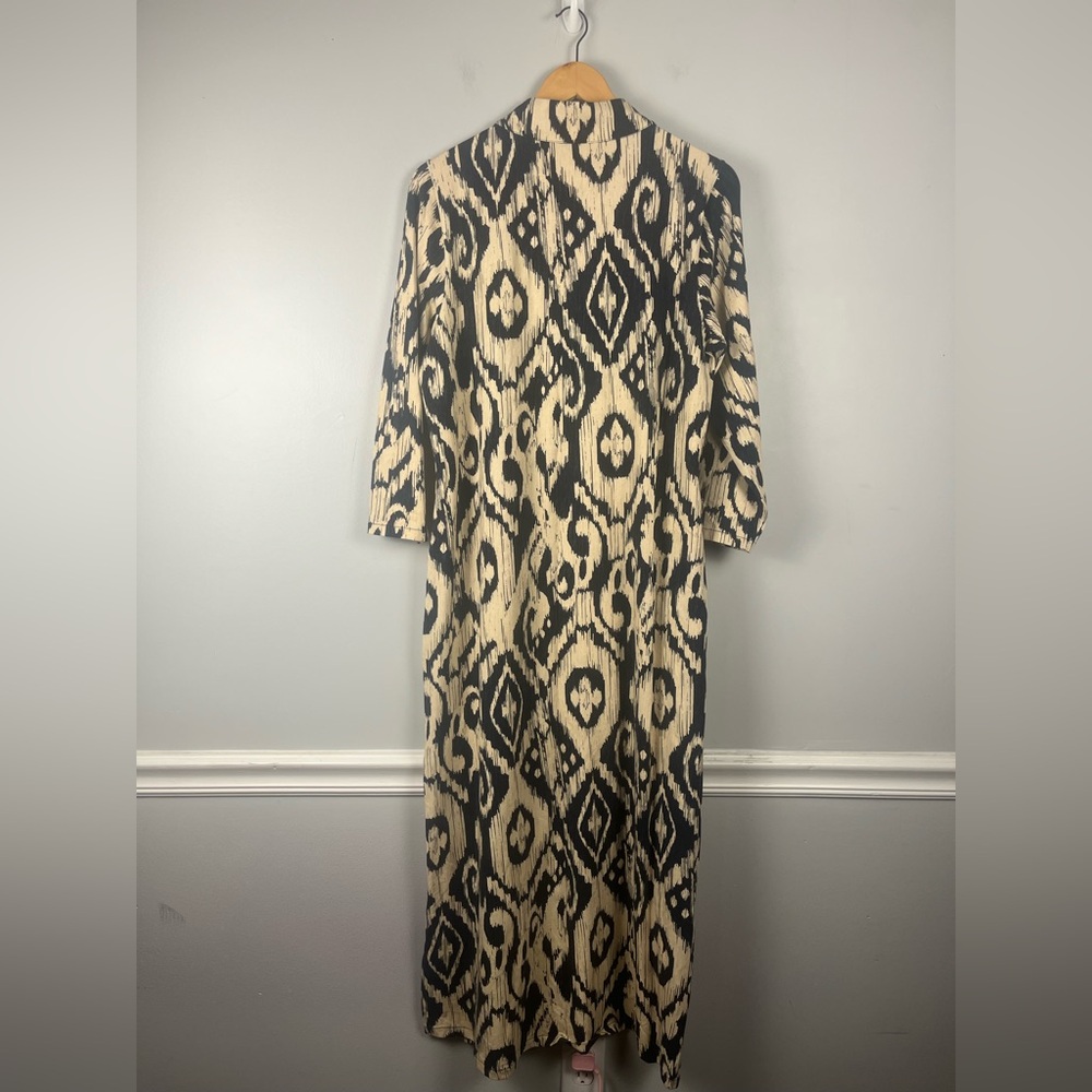Spartina 449 Nora Half-Zip  maxi-length dress size large navy tan printed - Picture 8 of 8